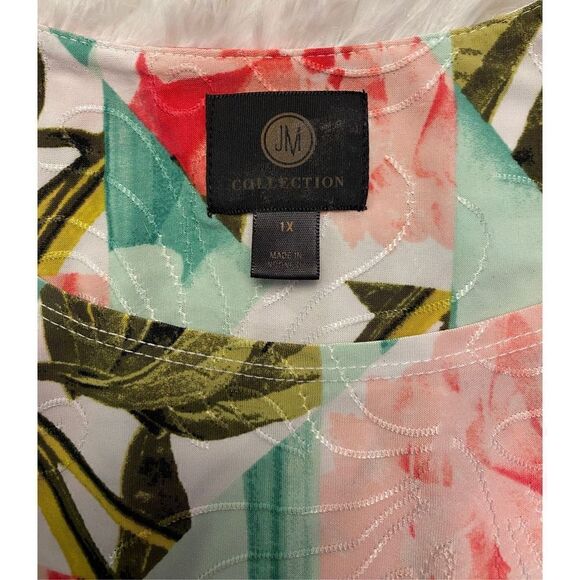 JM Collection SZ 1X Woman’s Beautiful Peony Patches Blouse - Picture 5 of 11